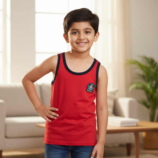 Boys Vest Round Neck Sleeveless Pack of 4 - Bodycare