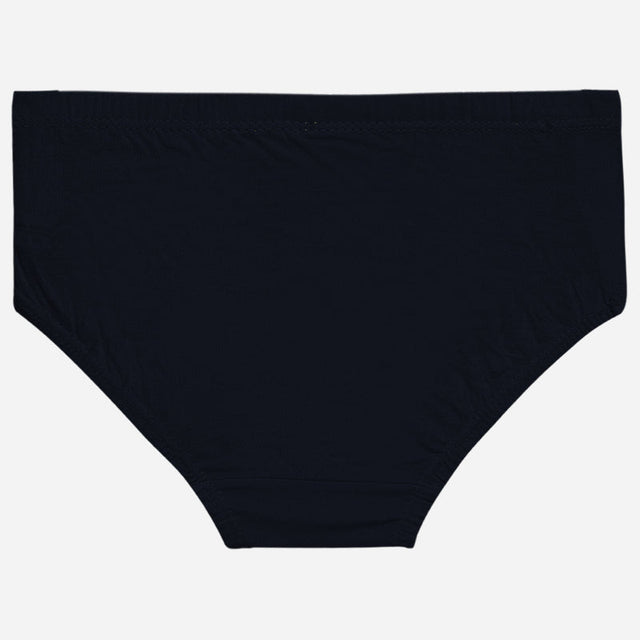 Plain black kids cotton brief innerwear on white background