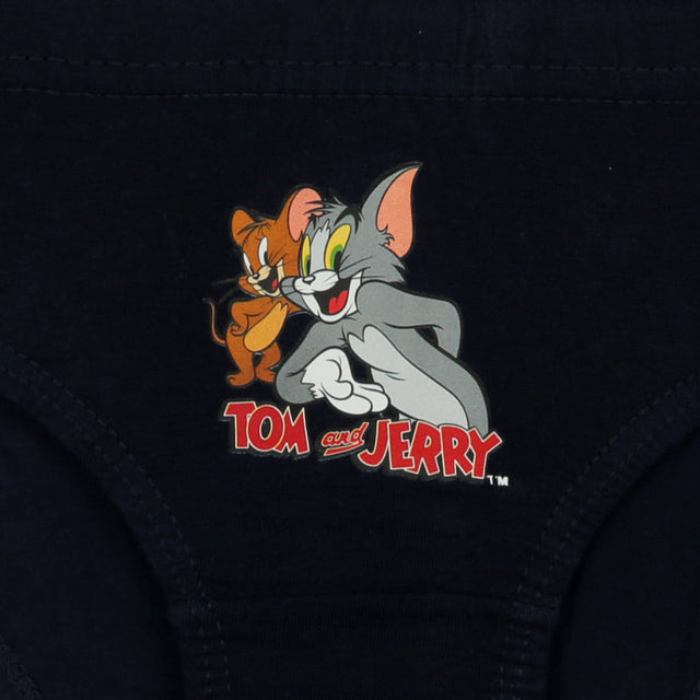 Kids black underwear featuring Tom and Jerry cartoon print and soft elastic waistband