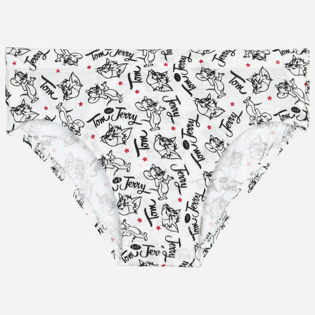 Kids cotton underwear with Tom and Jerry cartoon prints, white background, comfortable fit