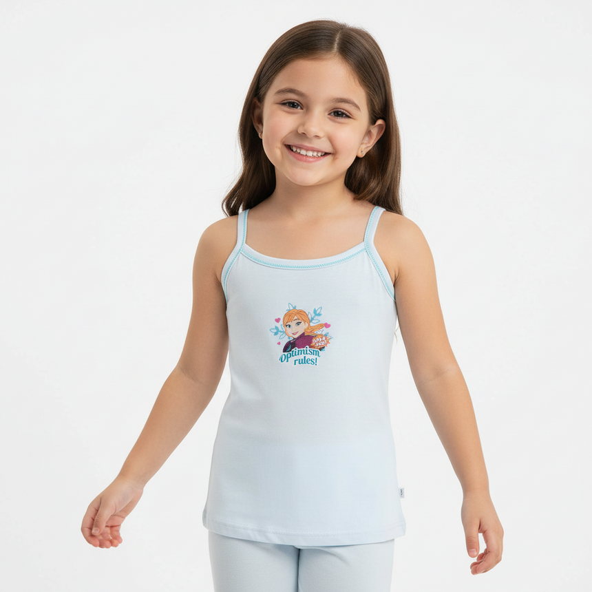 Bodycare Frozen Girls Cotton Vest Dori Neck Sleeveless Solid Pack Of 4