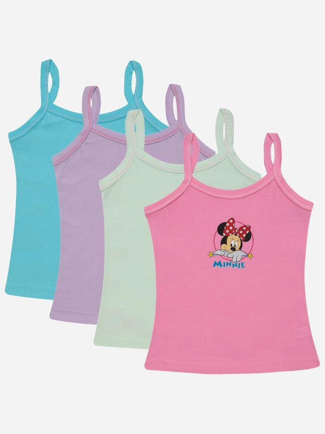 Girls Minnie & Friends Vest Dori Neck Sleeveless Pack of 4 - Bodycare