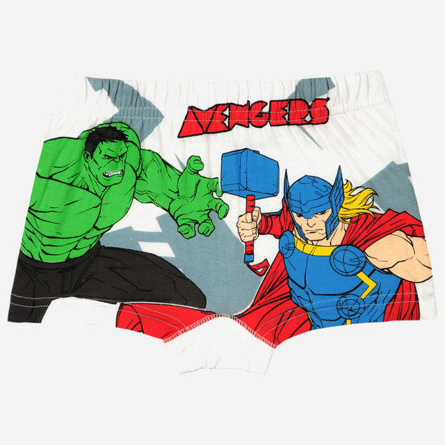 Kids printed underwear featuring cartoon Hulk and Thor graphics, Avengers design, soft fabric
