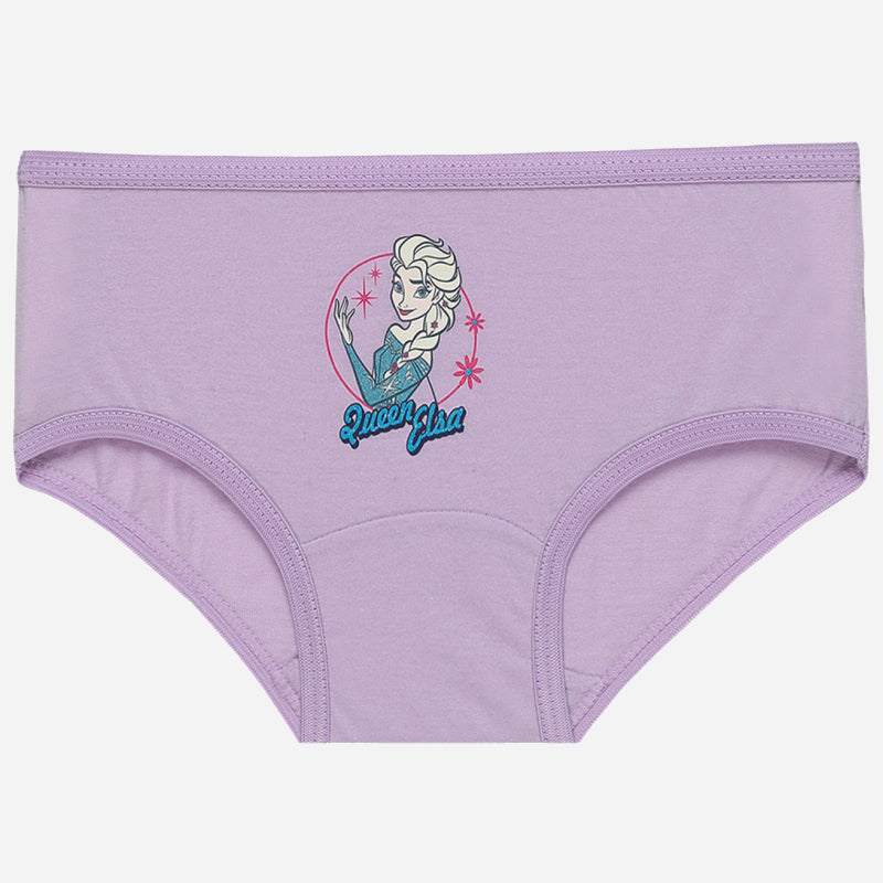 Lilac girls' underwear with Queen Elsa cartoon print and comfortable cotton fit