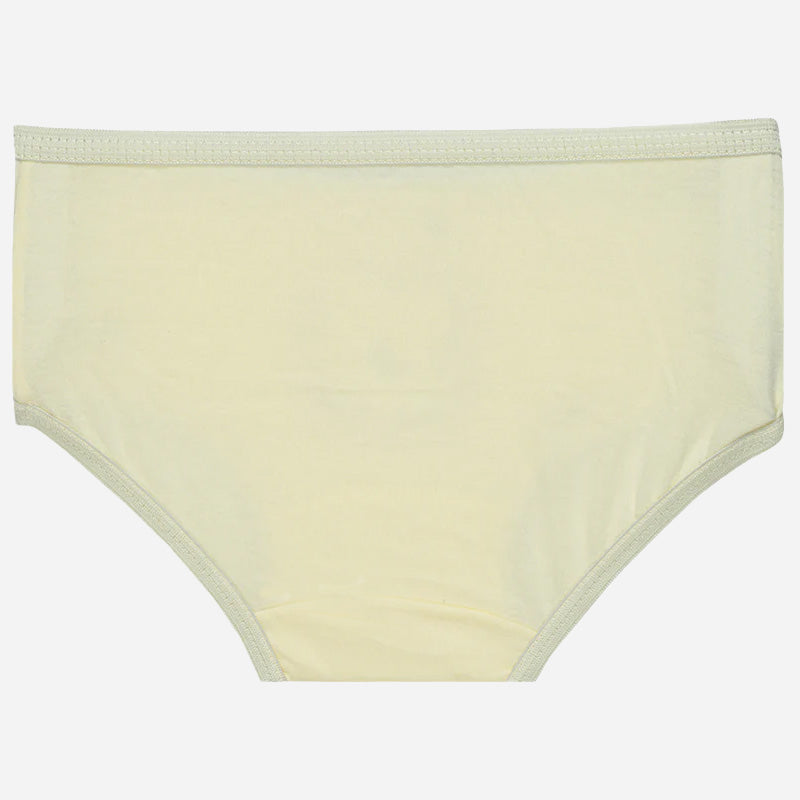 Light yellow cotton kids brief, soft elastic waistband, plain design, innerwear