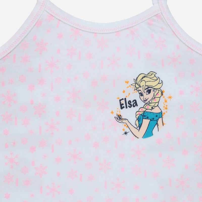Bodycare Frozen Girls Cotton Vest Dori Neck Sleeveless Solid Pack Of 3