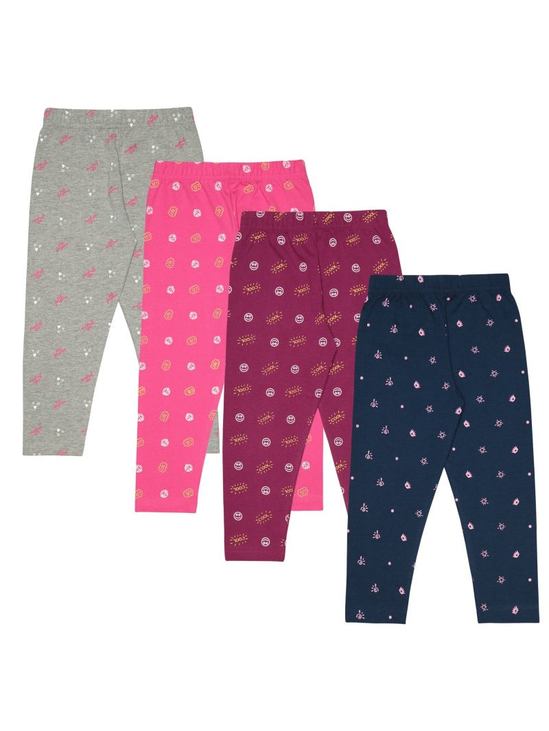 Bodycare Girls Cotton Printed Capri Pack Of 4