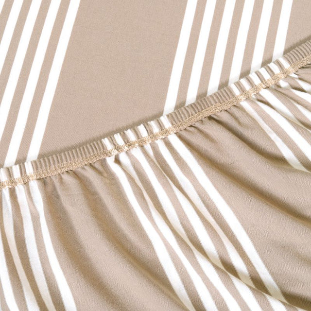 King Size Cotton Fitted Bedsheet Striped Beige - Bodycare