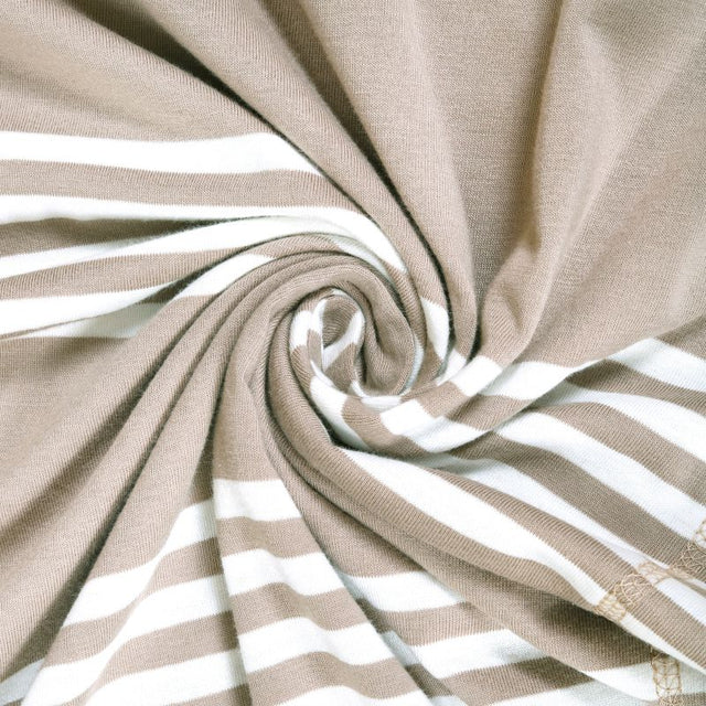 King Size Cotton Fitted Bedsheet Striped Beige - Bodycare