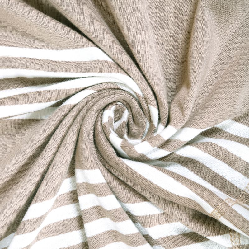 Bodycomfy 100% Cotton Hosiery King Size Fitted Bedsheet – Striped Design Beige