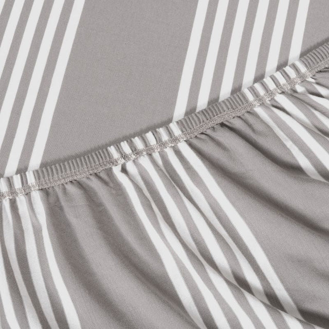 King Size Cotton Fitted Bedsheet Striped Grey - Bodycare