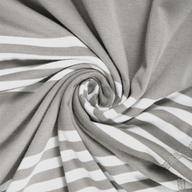 King Size Cotton Fitted Bedsheet Striped Grey - Bodycare