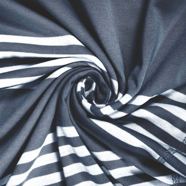 King Size Cotton Fitted Bedsheet Striped Navy - Bodycare