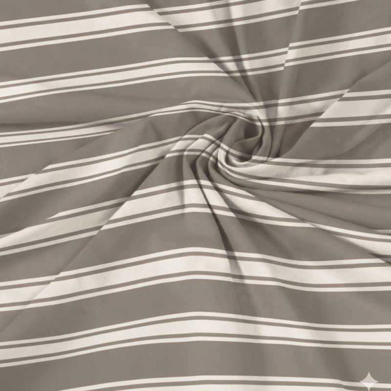 Bodycomfy 100% Cotton Hosiery King Size Fitted Bedsheet – Striped Design Grey