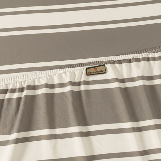 King Size Hosiery Fitted Bedsheet Striped Grey - Bodycare