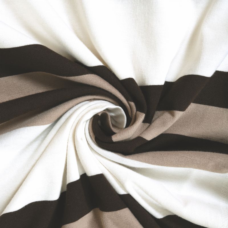 Bodycomfy 100% Cotton Hosiery King Size Fitted Bedsheet – Striped Design Beige