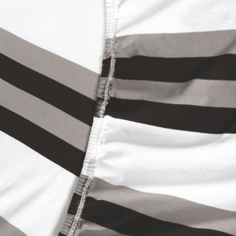 Bodycomfy 100% Cotton Hosiery King Size Fitted Bedsheet – Striped Design Grey