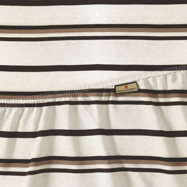 King Size Cotton Fitted Bedsheet Striped Off White - Bodycare