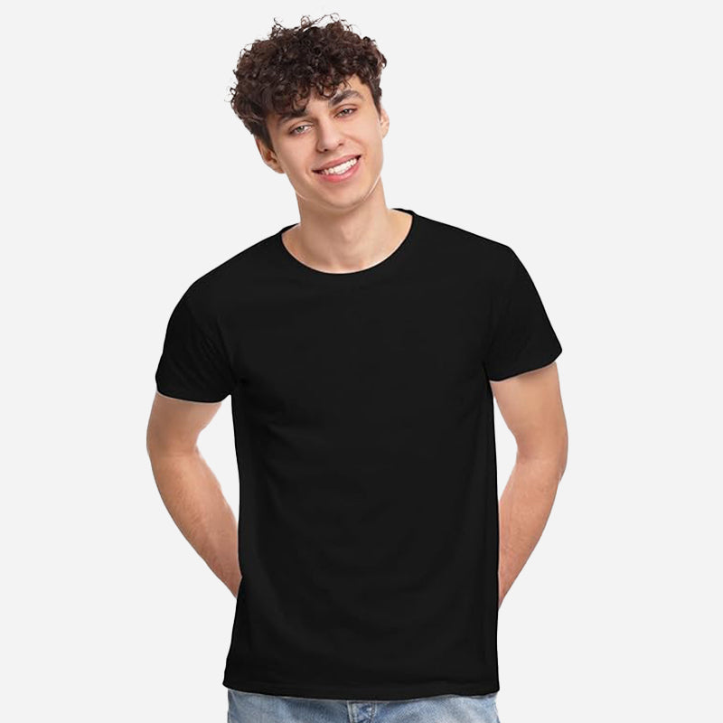 TESON Mens Tshirt Round Neck Half Sleeves - Black