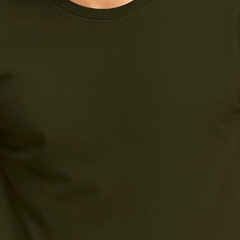 TESON Mens Tshirt Round Neck Half Sleeves - Olive
