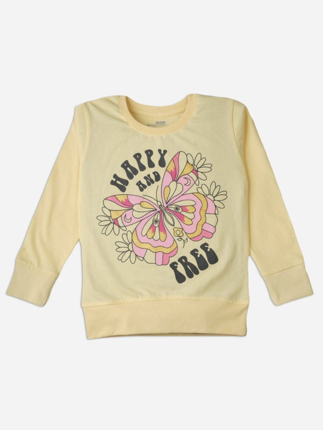 Girls Cotton Printed Round Neck T-Shirt with Full Sleeves for Casual Wear, Easy Layering and Regular Wardrobe Use