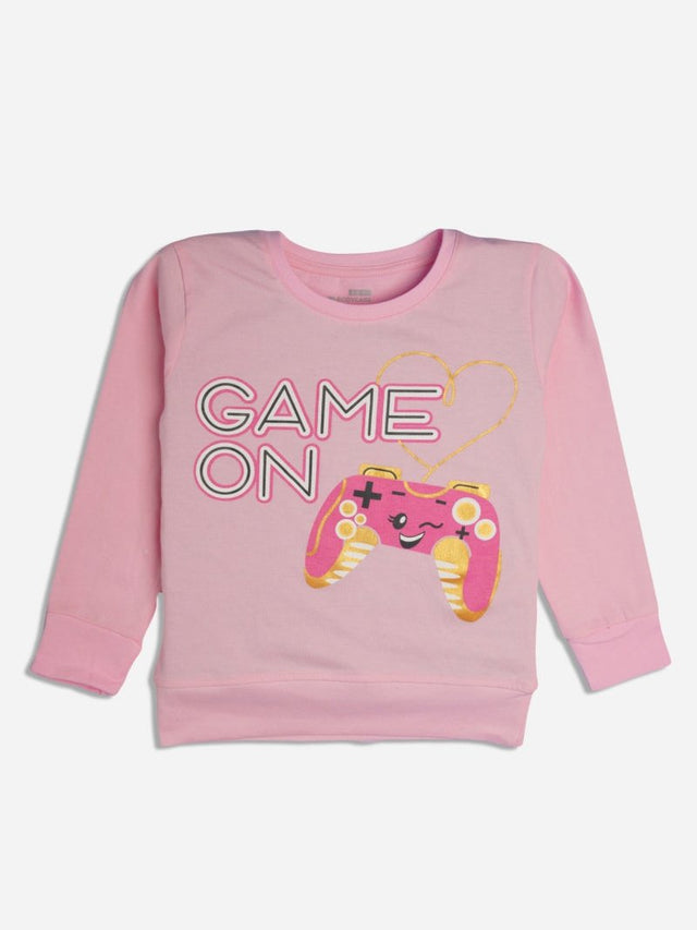 Girls Cotton Printed T-Shirt with Round Neck Full Sleeves for Casual Wear, Easy Layering and Everyday Use