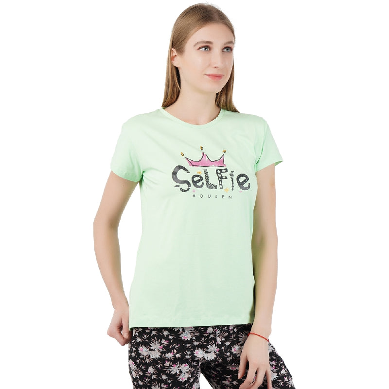 Proteens Women Tshirt Round Neck Half Sleeves Solid