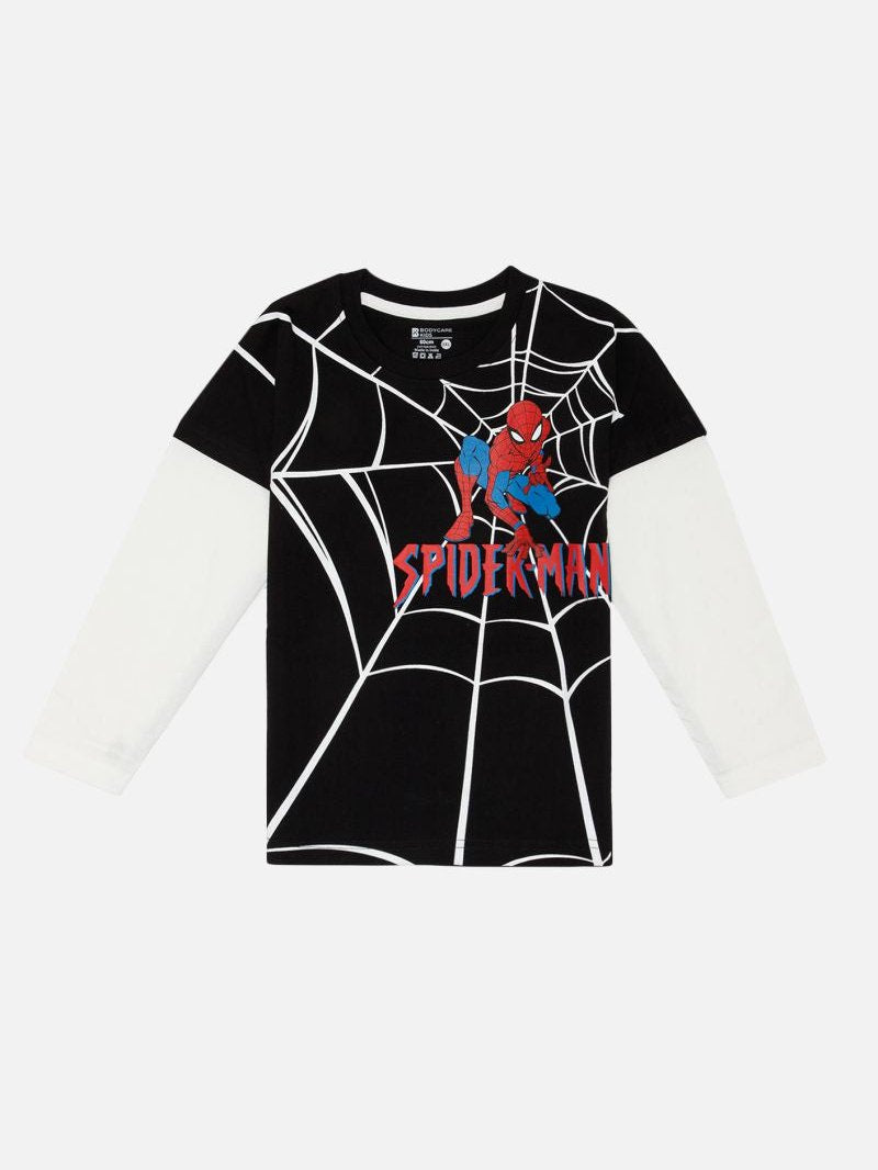 Bodycare Spiderman Boys Solid Tshirt - Black