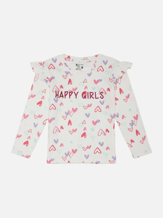 Girls Interlock Full Sleeves T-Shirt with Regular Fit for Everyday Casual Wear, Easy Styling and Lounge Comfort