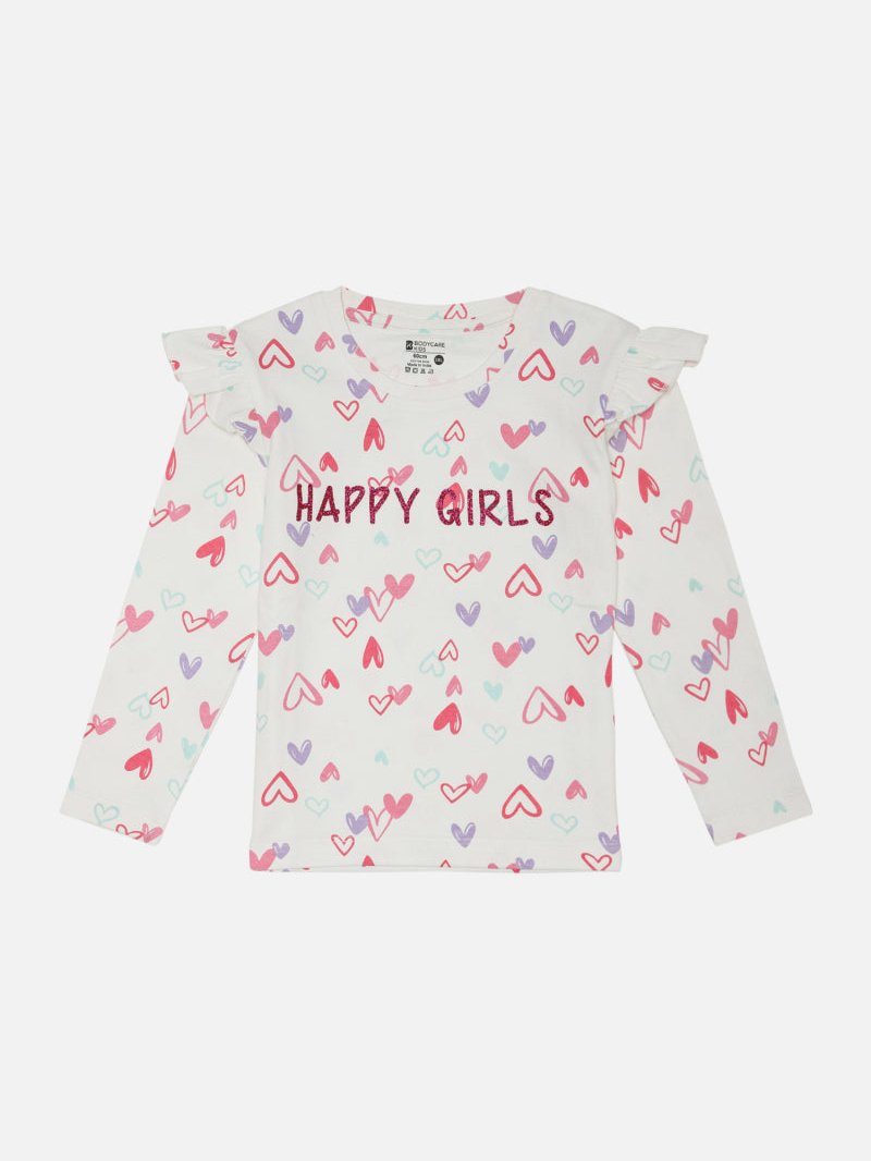 Girls Interlock Full Sleeves T-Shirt with Regular Fit for Everyday Casual Wear, Easy Styling and Lounge Comfort