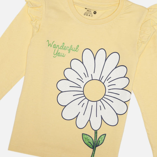 Girls 100% Cotton Printed Full Sleeve T-Shirt with Regular Fit for Casual Wear, Everyday Comfort and Easy Styling - Pack of 1