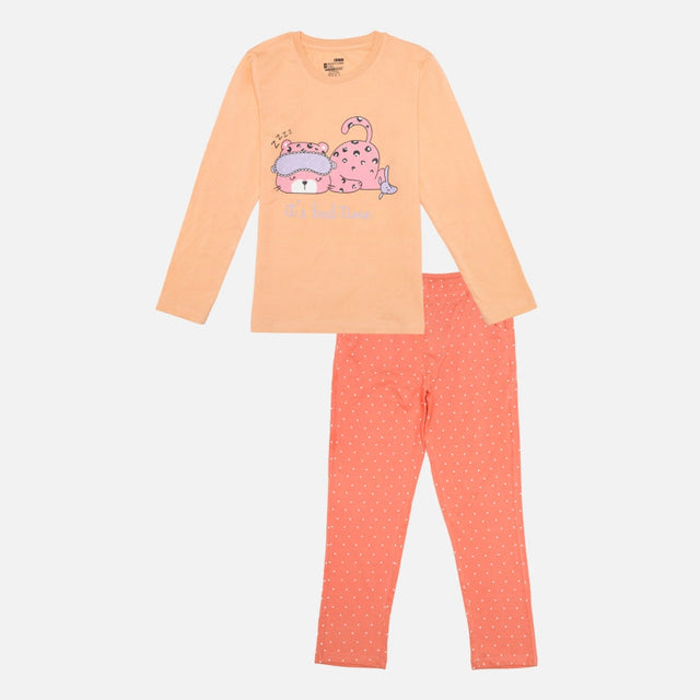 Girls 100% Cotton T-Shirt and Pajama Set with Soft Breathable Fabric for Everyday Casual and Sleepwear Comfort