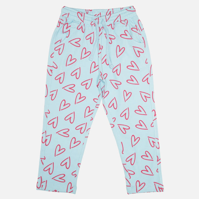 Girls Interlock Track Pant with Printed Regular Fit for Casual Wear, Lounge Comfort and Easy Movement