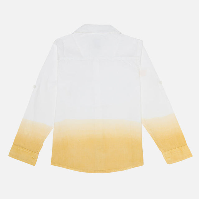 Boys Cotton Full Sleeve Dip Dyed Shirt with Regular Fit for Casual Formal Wear and Lightweight Everyday Comfort - Pack of 1