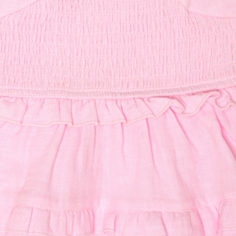 Girls Round Neck Half Sleeve Frock with Soft Breathable Cotton and Ruffled Design for Parties, Playdates and Everyday Wear