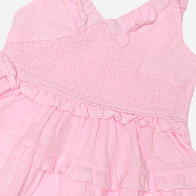 Girls Round Neck Half Sleeve Frock with Soft Breathable Cotton and Ruffled Design for Parties, Playdates and Everyday Wear