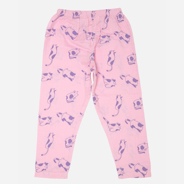 Girls Half Sleeve Night Suit with Round Neck, Pockets and Top-Bottom Set for Sleepwear and Lounge Comfort