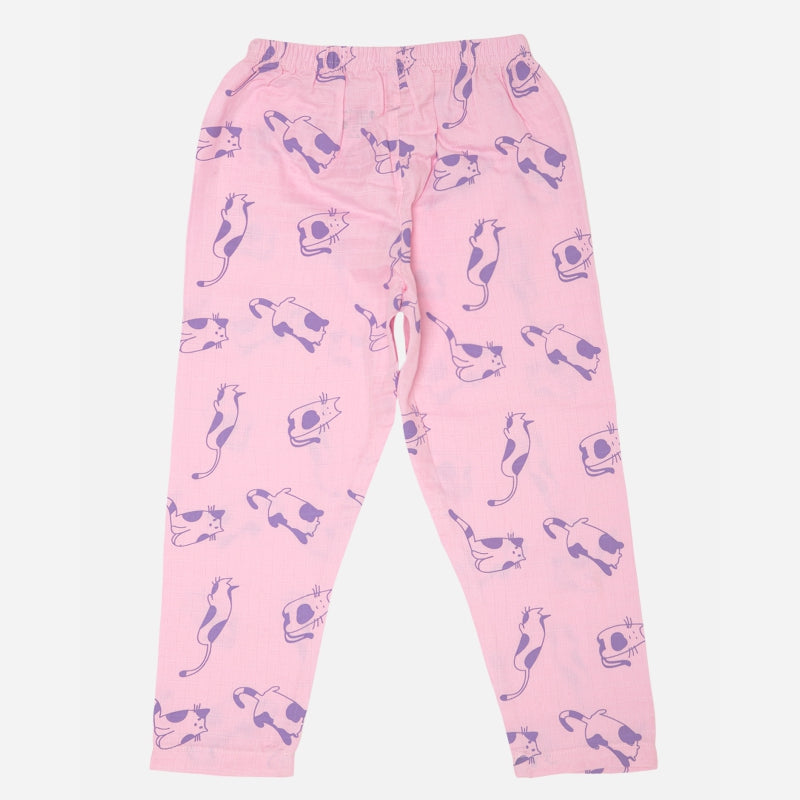 Girls Half Sleeve Night Suit with Round Neck, Pockets and Top-Bottom Set for Sleepwear and Lounge Comfort