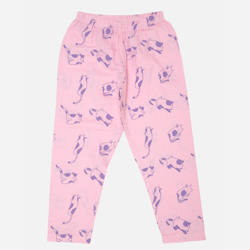 Girls Half Sleeve Night Suit with Round Neck, Pockets and Top-Bottom Set for Sleepwear and Lounge Comfort