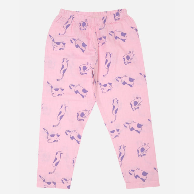 Girls Half Sleeve Night Suit with Round Neck, Pockets and Top-Bottom Set for Sleepwear and Lounge Comfort