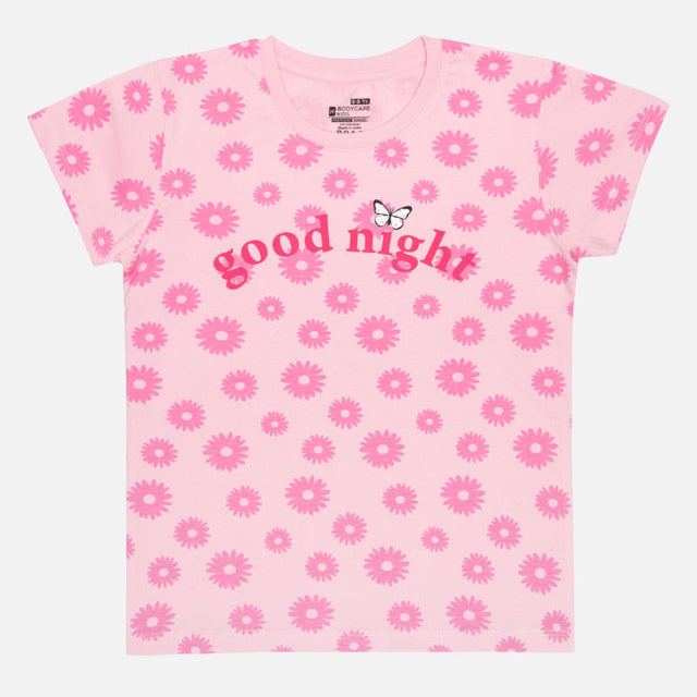 Girls Cotton Night Suit Set for Sleepwear, Lounge Comfort, Relaxed Nights and Everyday Home Wear - Pack of 1