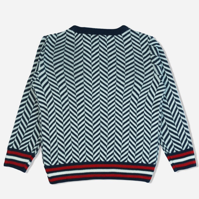 Boys Polyester Blend Round Neck Full Sleeves Sweater with Comfortable Winter Wear Styling and Regular Use