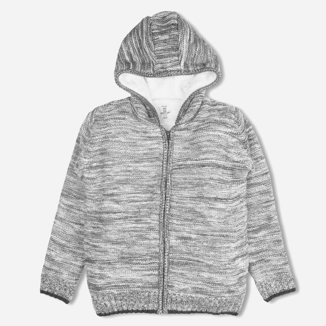 Boys Polyester Blend Hooded Full Sleeves Sweater with Comfortable Winter Wear Styling and Regular Use