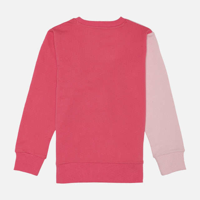 Girls French Terry Round Neck Sweatshirt with Cotton Blend Fabric and Full Sleeves for Casual Cool-Weather Wear