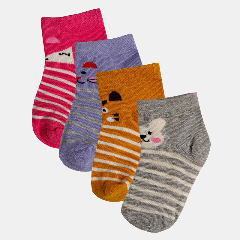 Bodycare Kids Ankle Length Socks Pack of 4 Cotton Soft Stretchable Comfortable Antibacterial Moisture Wicking Sports Casual Use