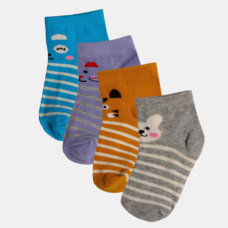 Bodycare Kids Ankle Length Socks Pack of 4 Cotton Soft Stretchable Comfortable Antibacterial Moisture Wicking Sports Casual Use