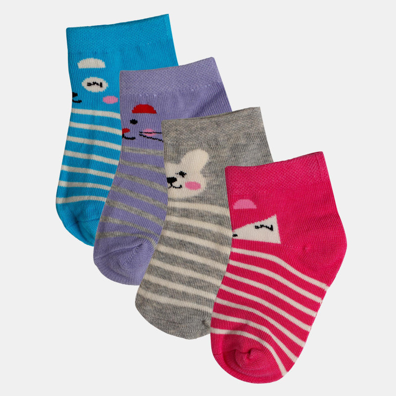 Bodycare Kids Ankle Length Socks Pack of 4 Cotton Soft Stretchable Comfortable Antibacterial Moisture Wicking Sports Casual Use