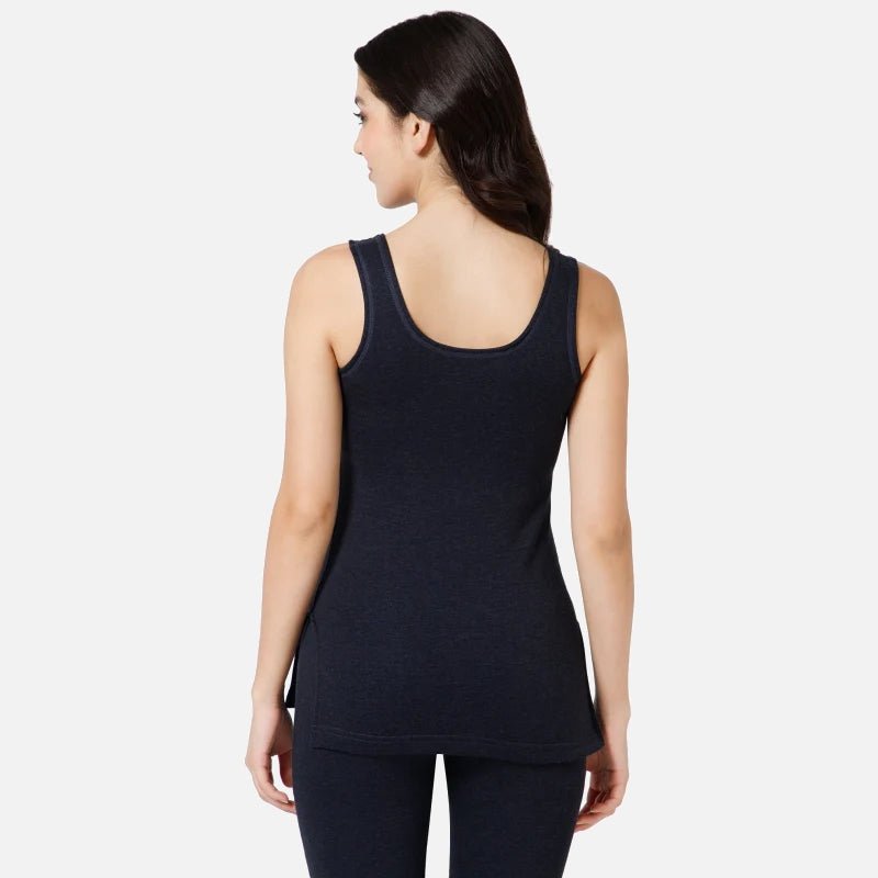 Gold+ Bodycare Women Fleece Thermal Top Round Neck Sleeveless Solid