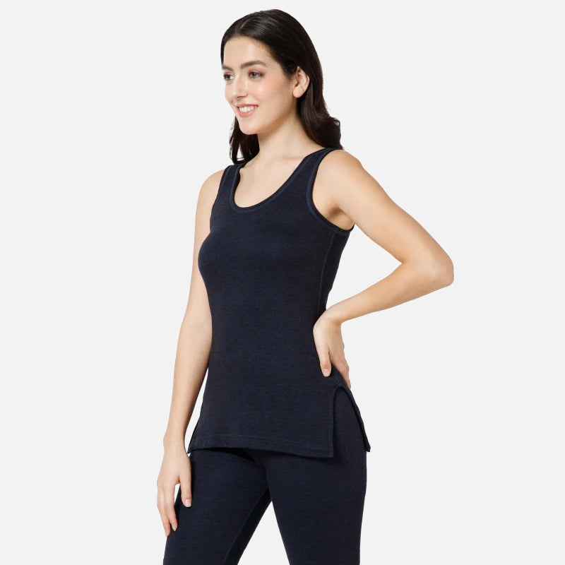 Gold+ Bodycare Women Fleece Thermal Top Round Neck Sleeveless Solid