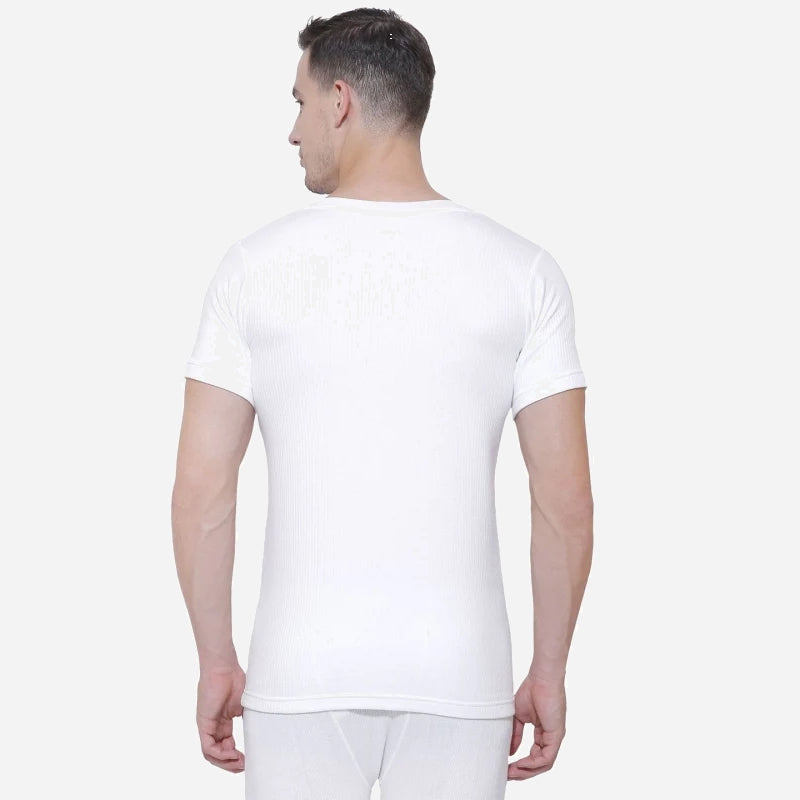 Quilt Bodycare Antibacterial Thermal Men Top V Neck Half Sleeves Solid